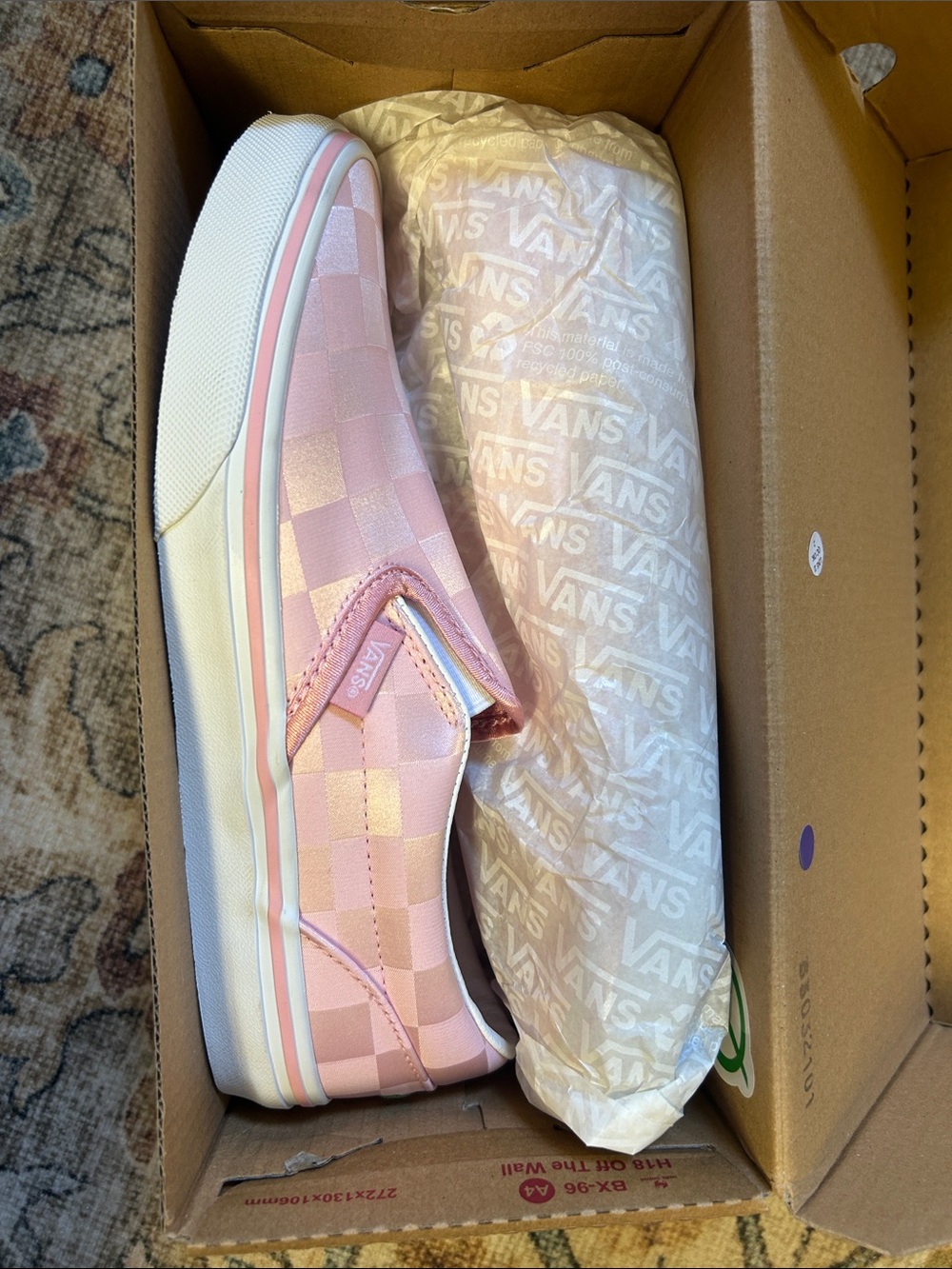 NWT! Vans Pink Checkerboard floral Slip-On Sneakers